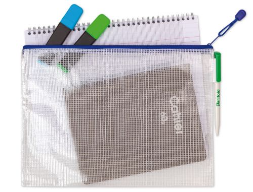 Bolsa multiusos tarifold pvc din a6 abertura superior com fecho porta esferografica e correia azul , Tarifold , 63068 , 3377990028060